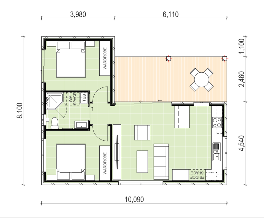 Baulkham Hills 2 bedroom granny flat floor plan