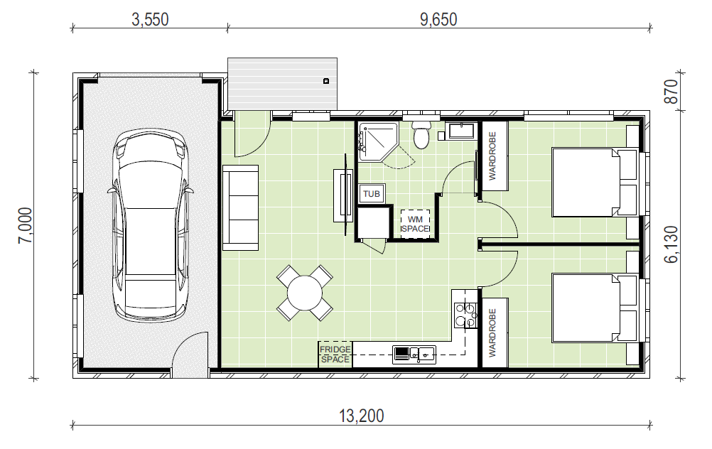 Cromer granny flat floor plan with garage space