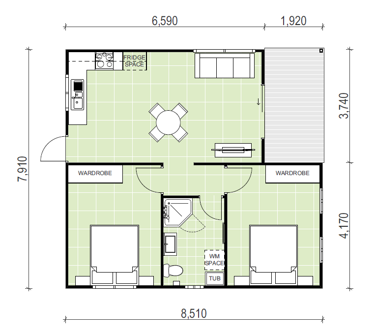 granny flat floor plan design 8510x7910