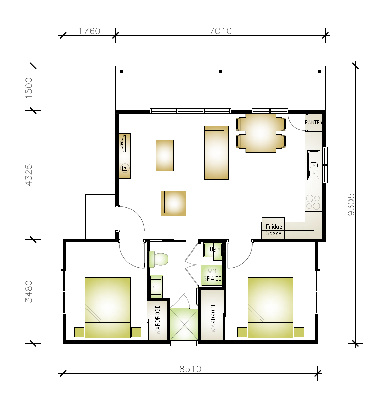 granny flat floor plan design 8510 x 9305