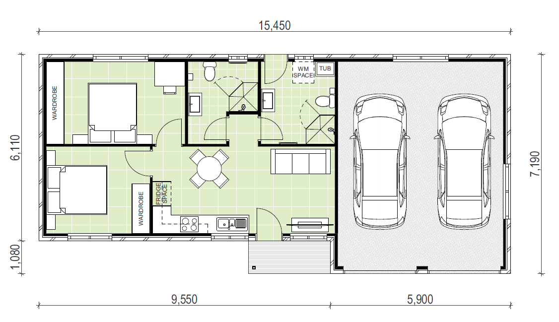 Granny flat with space for two cars