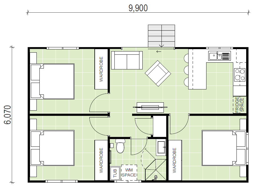 3 bedroom granny flat floor plan