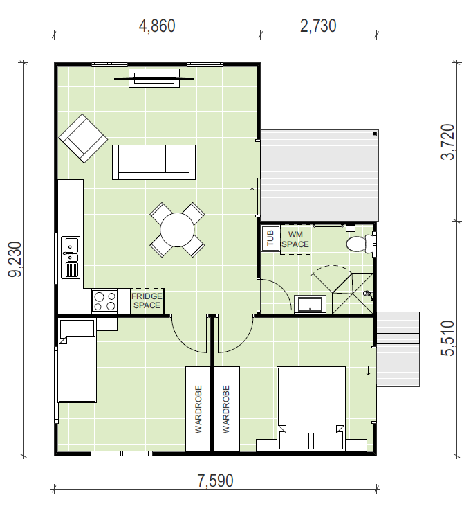 granny flat floor plan design 7590 x 9230