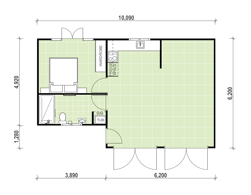 1 bedroom granny flat floor plan