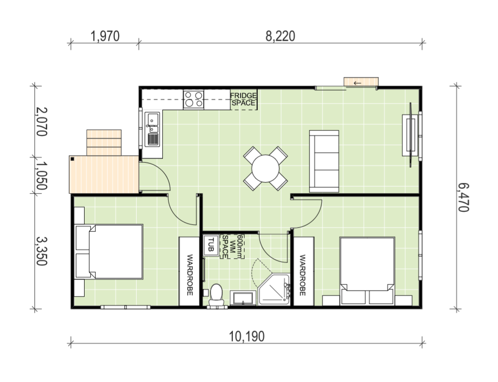 Pennant Hills 2 bedroom granny flat floor plan
