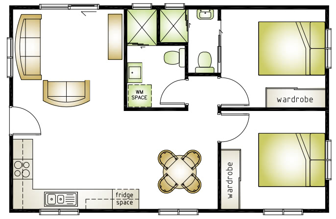 2 bedroom 2 bathroom granny flat floor plan design