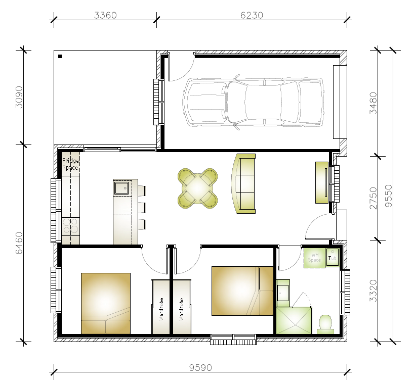 granny flat floor plan design 9590 x 9590