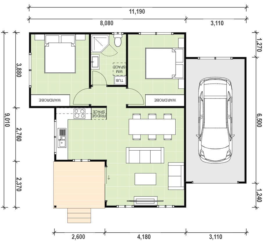 granny flat floor plan with garage