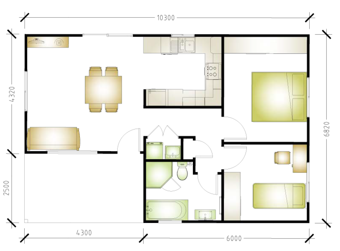 granny flat floor plan design 10300x6820