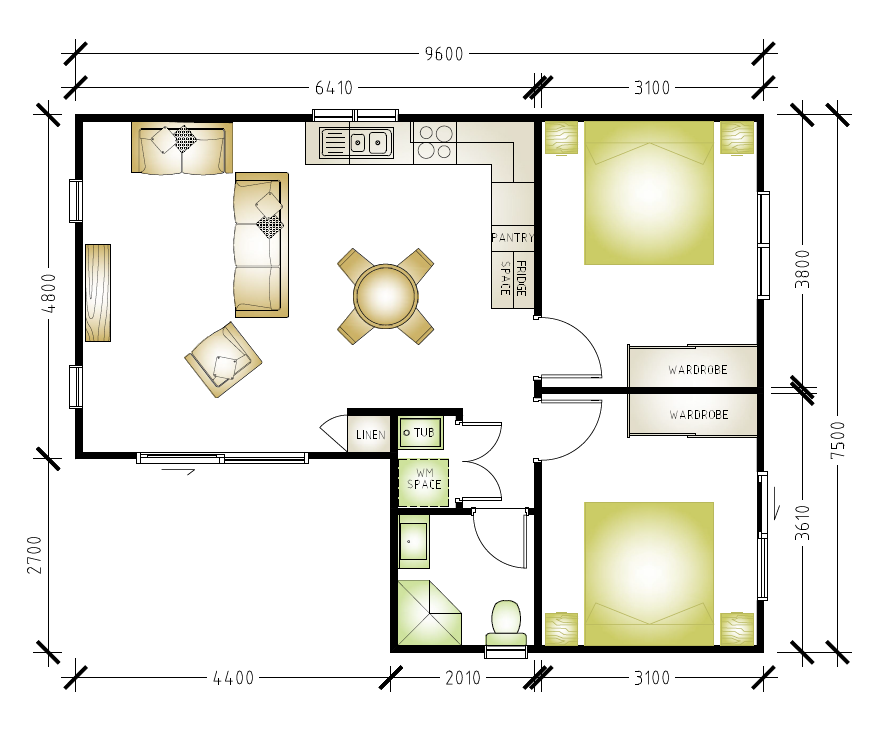 2 bedroom granny flat floor plan design