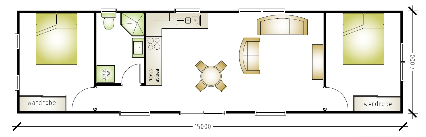 narrowed granny flat floor plan design