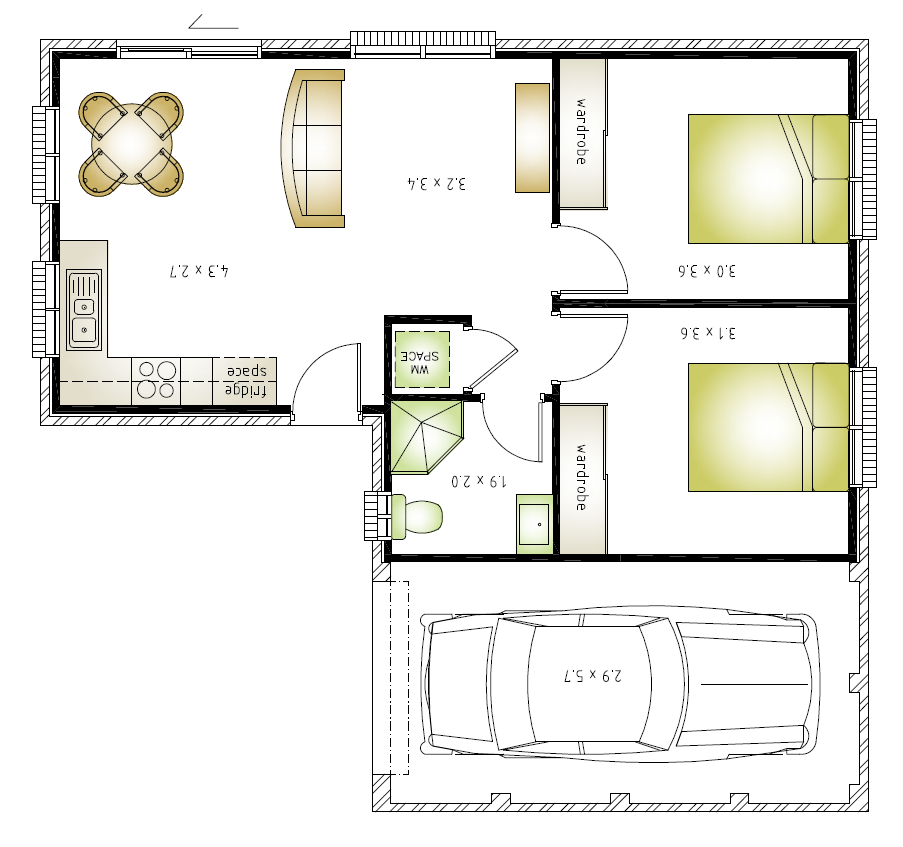 Granny flat with 2 bedrooms