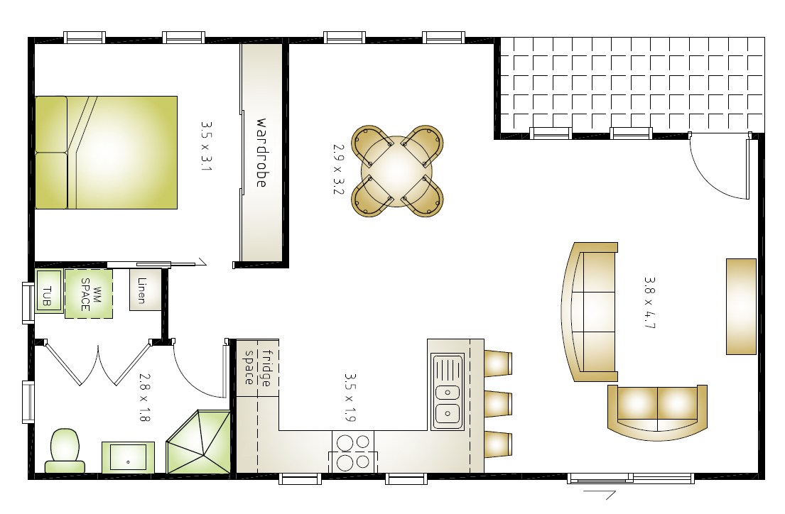 1 bedroom granny flat floor plan design
