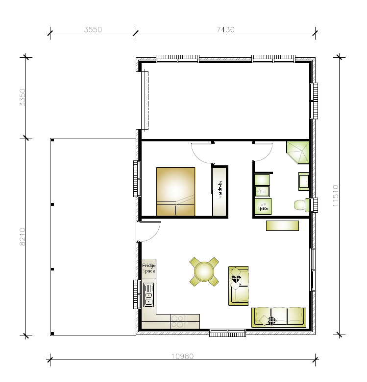 Open floor plan granny flat design
