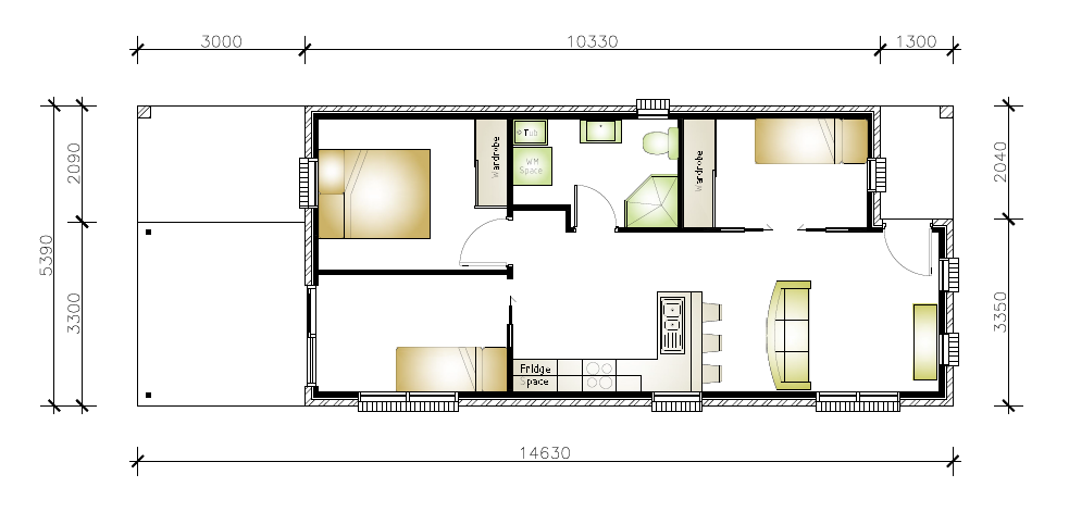 3 bedroom granny flat floor plan