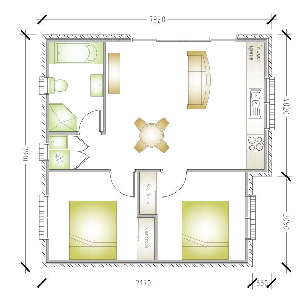 granny flat floor plan design 7820x7910