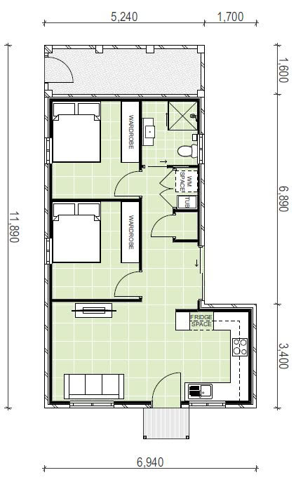 2 bedroom floor plan design