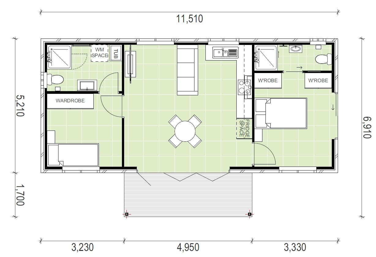 granny flat floor plan design 11510 x 6910