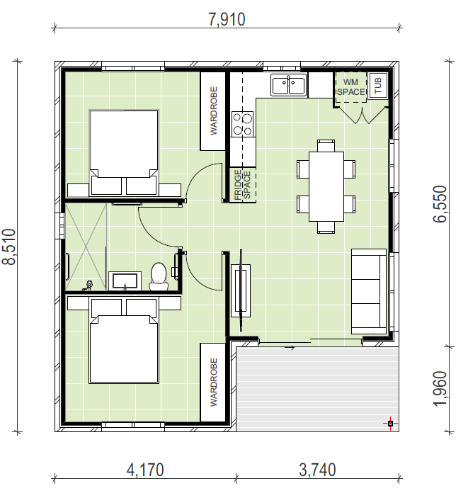 granny flat floor plan design Epping