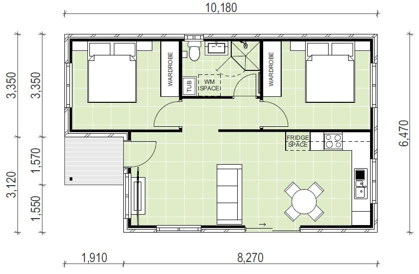 granny flat floor plan design 10180x6470