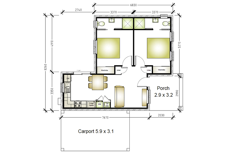 10,000 by 8,260 floor plan with additional 5.9 x 3.1 car port