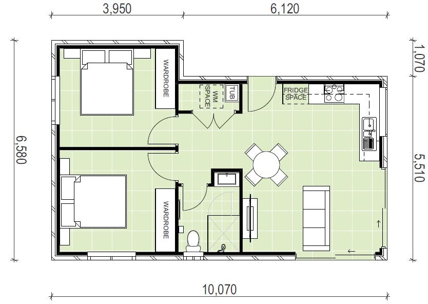 North Ryde 2 bedroom granny flat floor plan