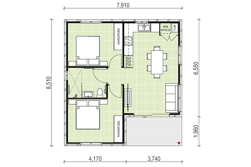 8,510 by 7,910 floor plan including patio