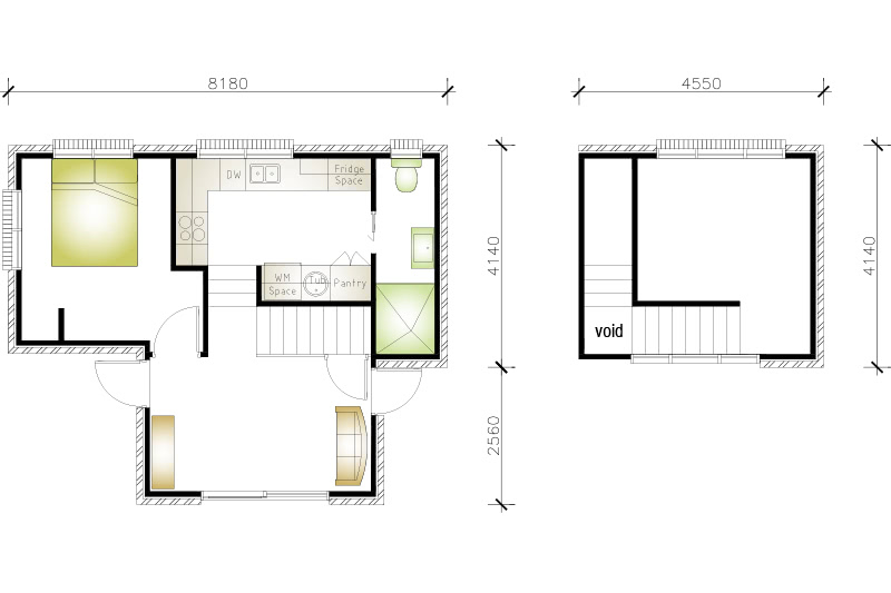8180 by 6700 floor plan next to 4550 by 4140 floor plan
