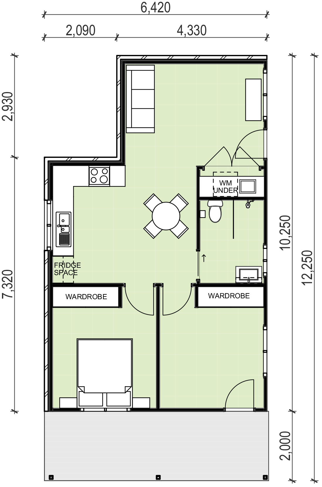 granny flat floor plan design 6420 x 12250