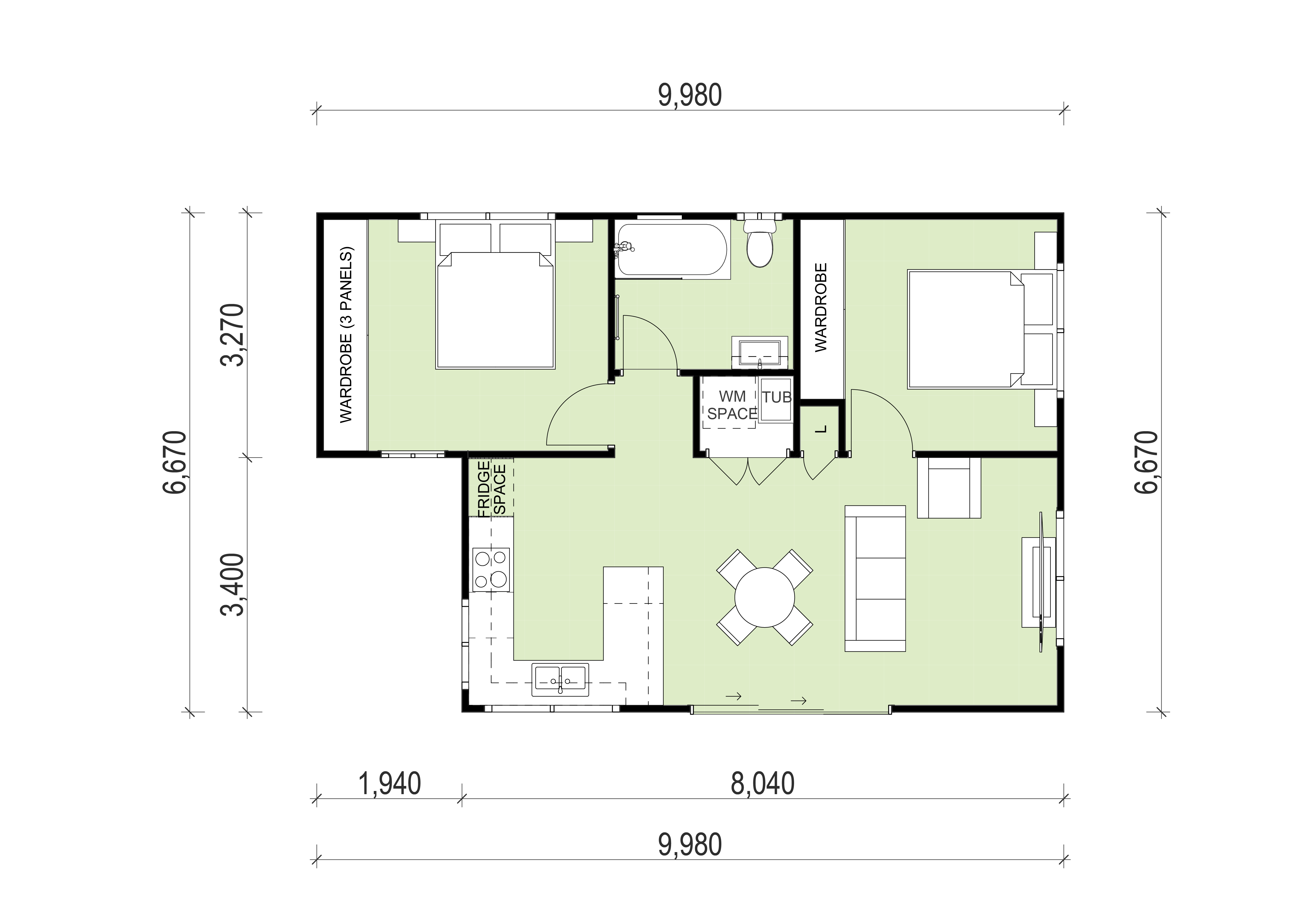 Granny flat with 2 bedrooms 1 bathroom