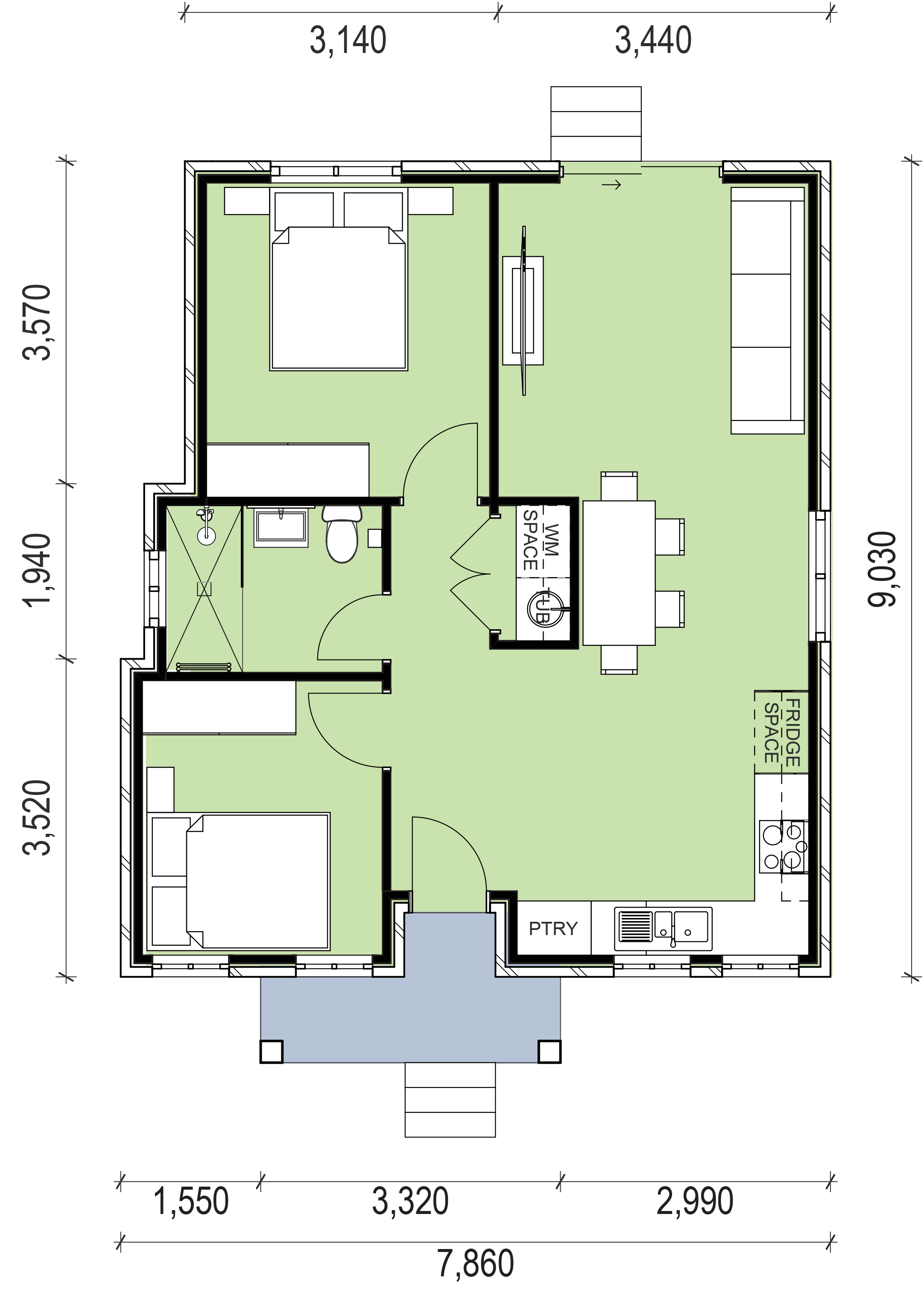 granny flat floor plan design 9030x7860