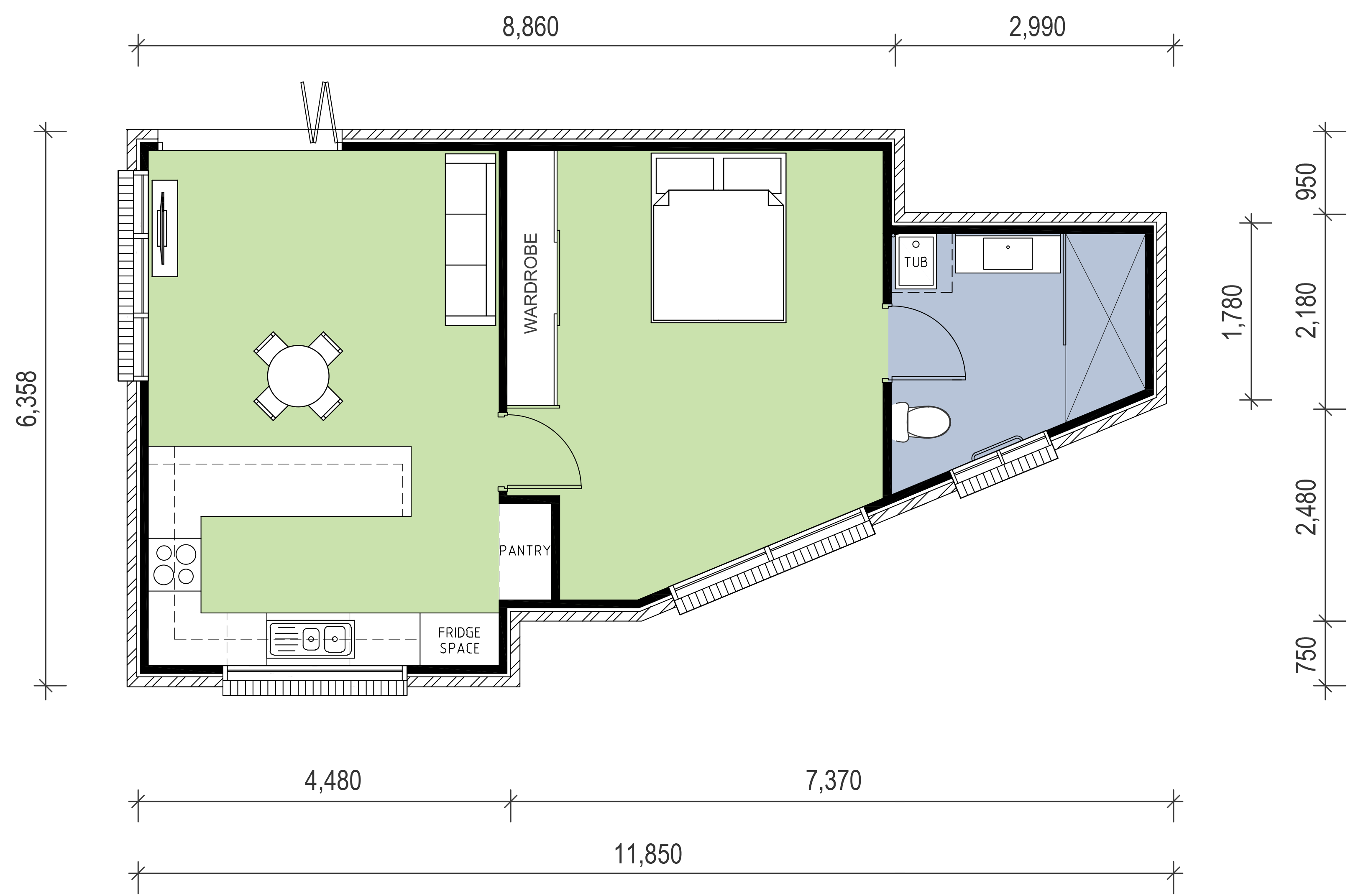 Ryde 1 bedroom granny flat floor plan