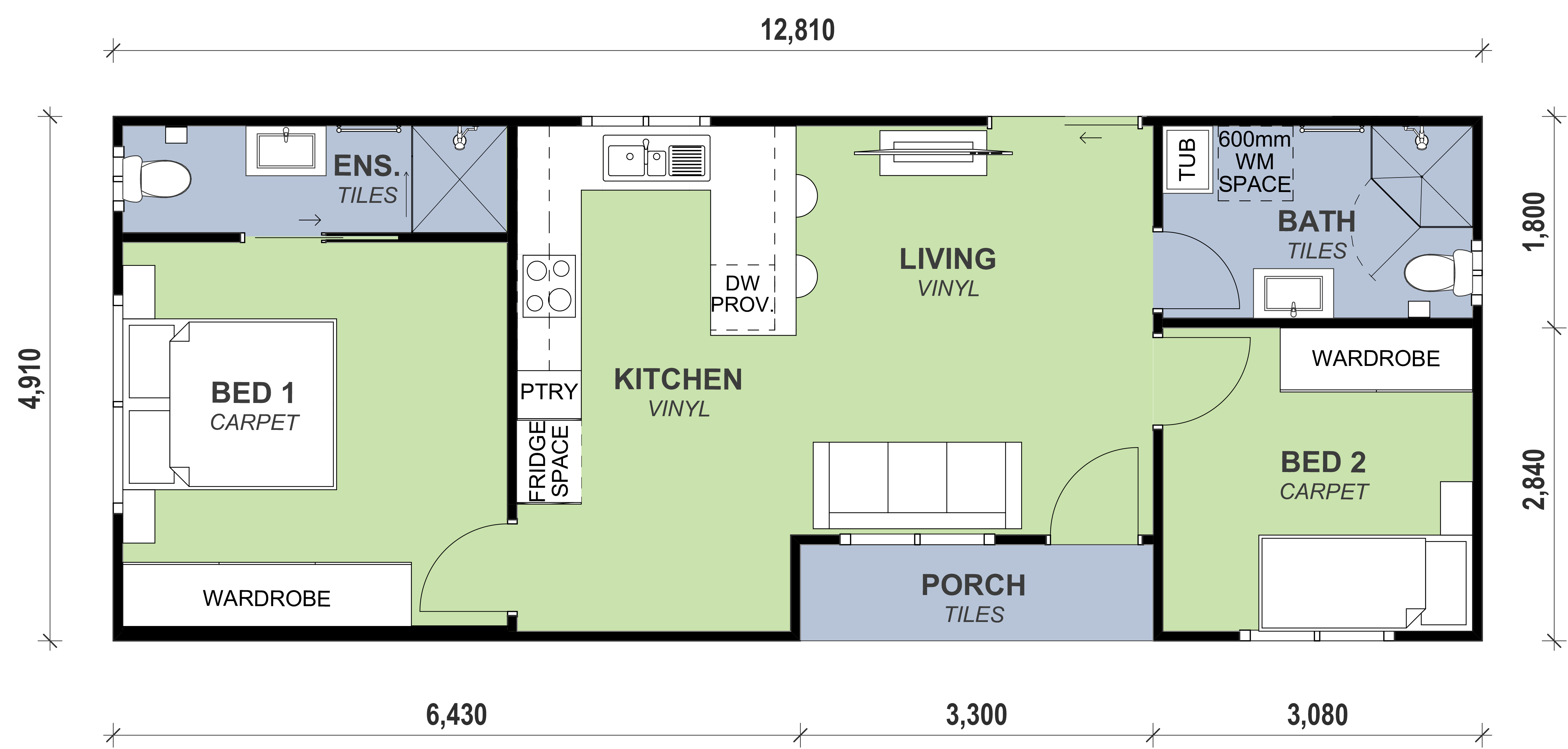 Epping granny flat floor plan with porch