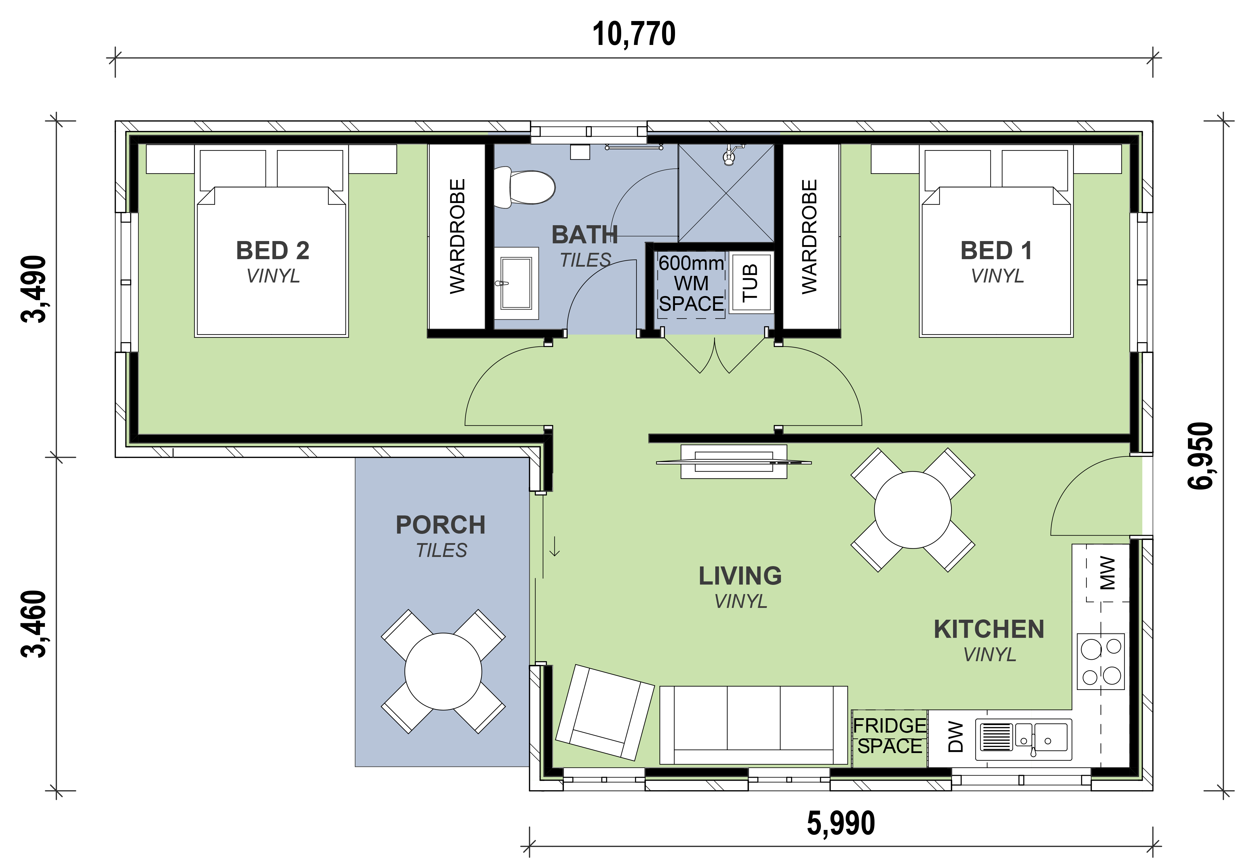 2 bedroom granny flat with porch