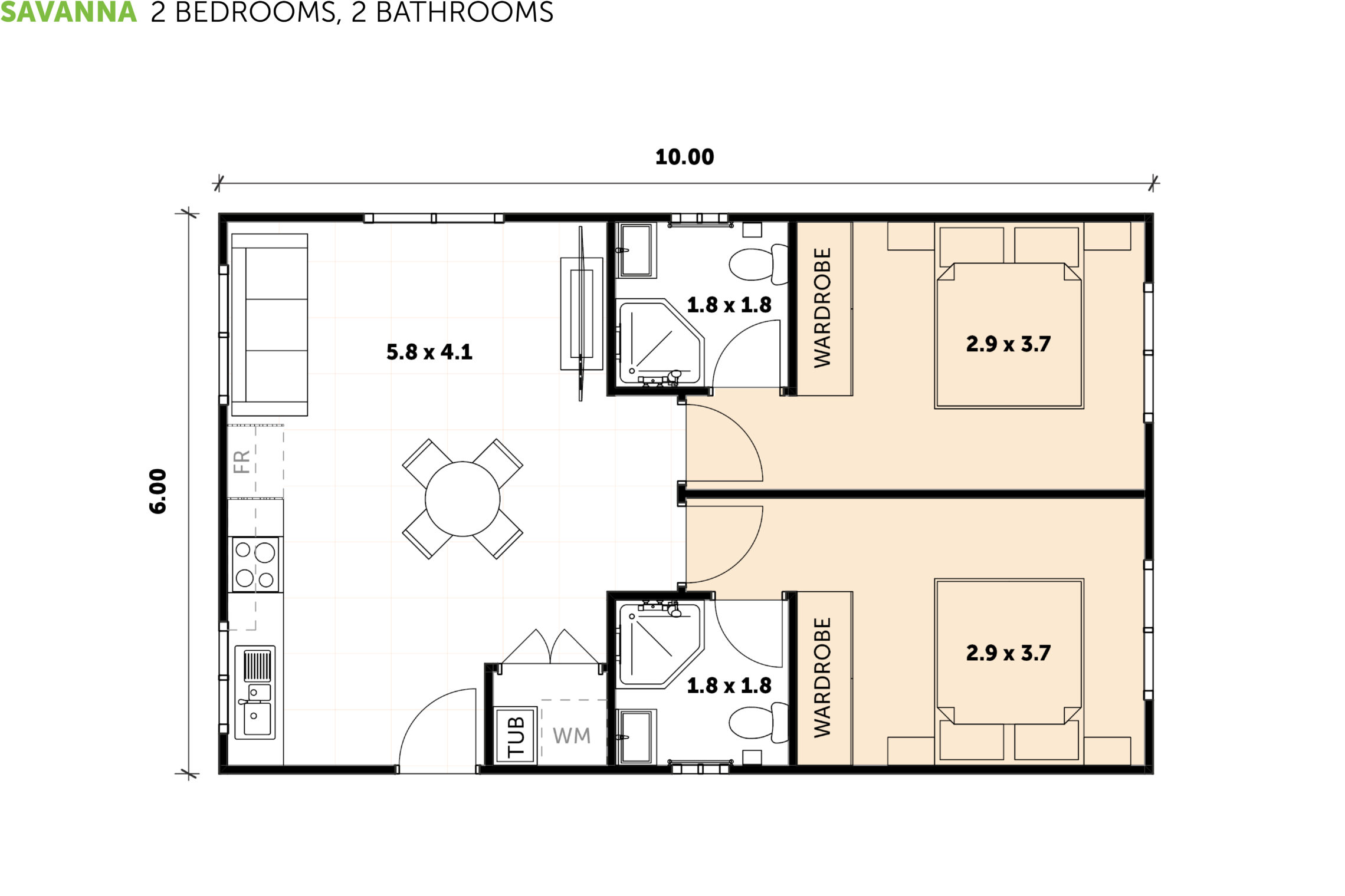 2 bedroom 2 bathroom granny flat floor plans