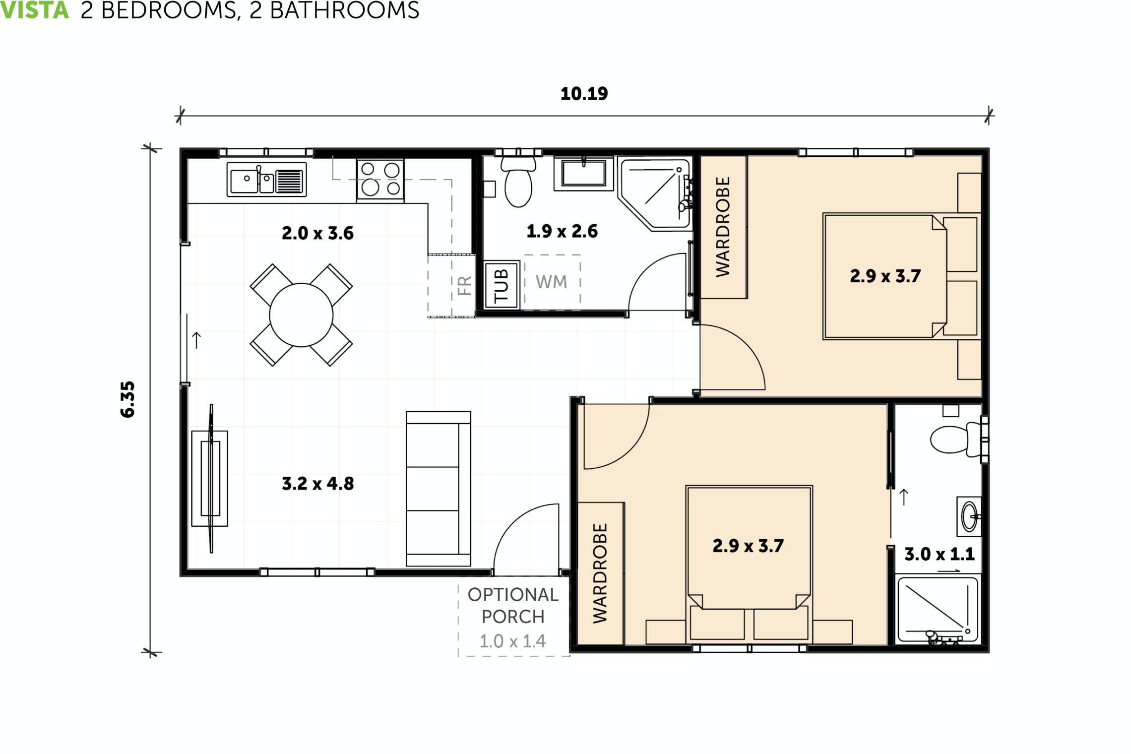 2 Bedroom Granny Flats | Floor Plans, Designs & Builds