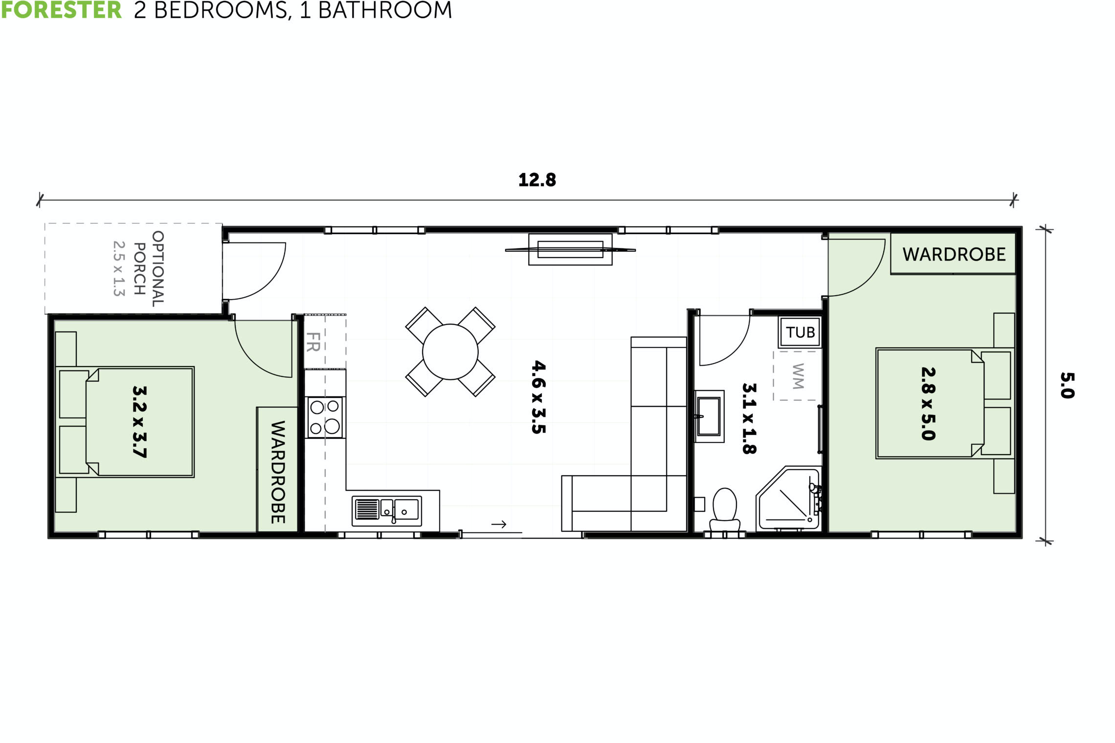 2 Bedroom Granny Flats Floor Plans, Designs & Builds