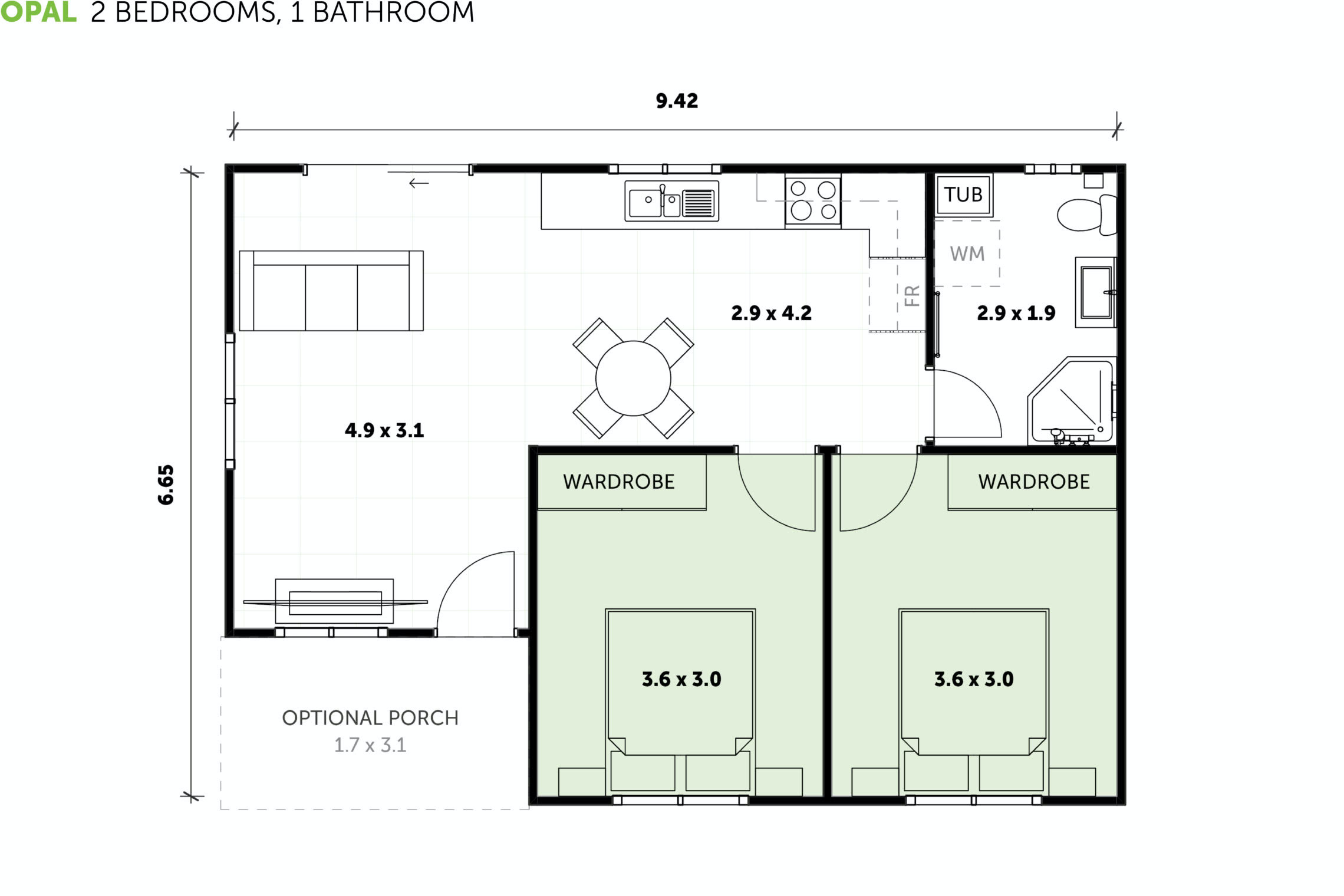 2 Bedroom Granny Flats | Floor Plans, Designs & Builds