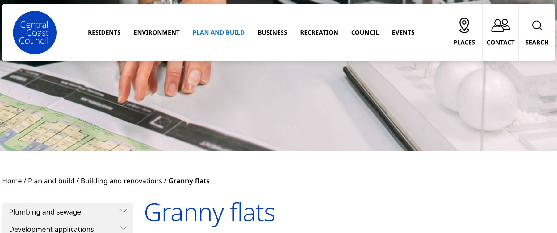 Landing page for central coast granny flats