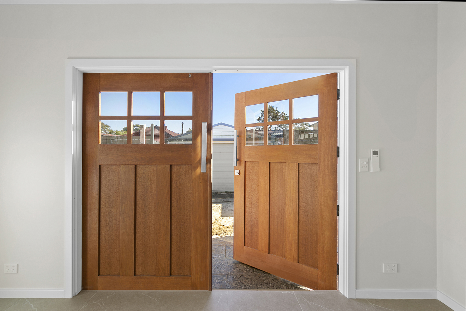 Large wooden door opening