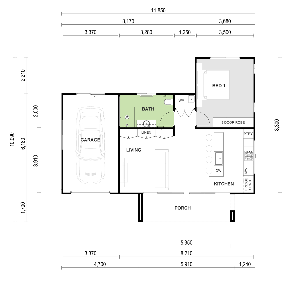 floorplan of The Oaks